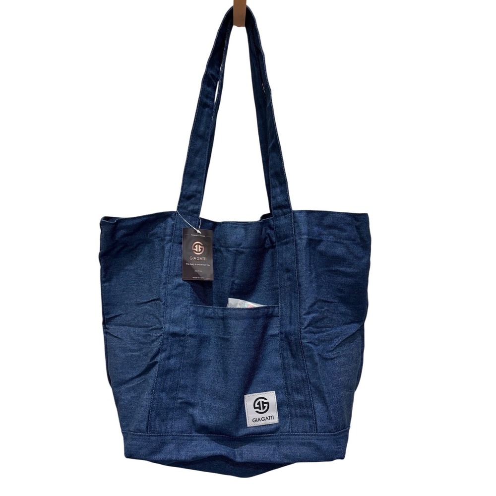 Gia Gatti Denim Tote Bag Front Pocket Removable Flower Crossbody Guitar Strap